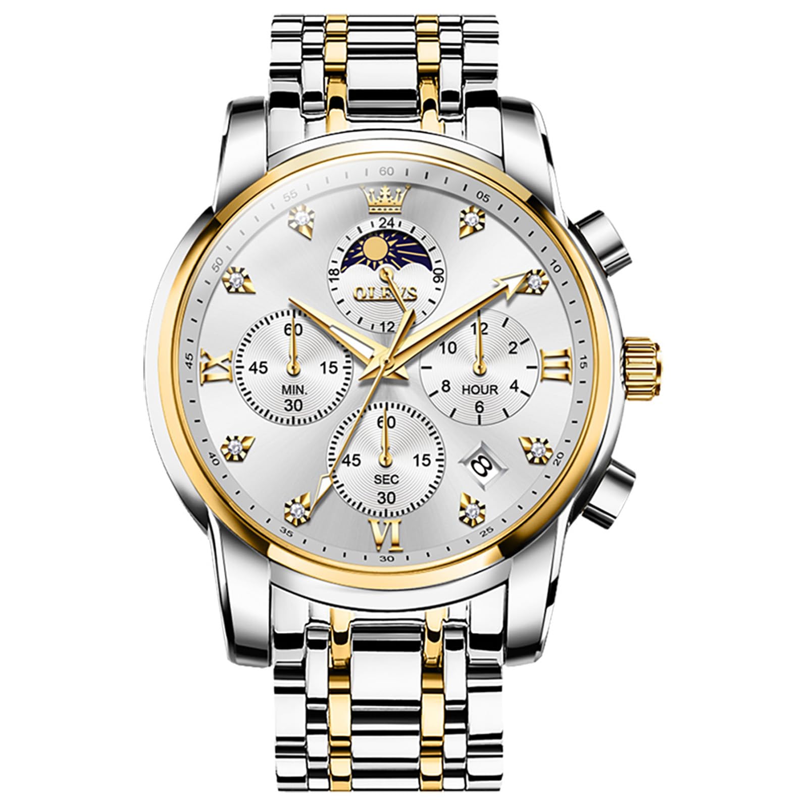 OLEVS Orologi al quarzo da uomo, stile casual, impermeabili, con cinturino in ac