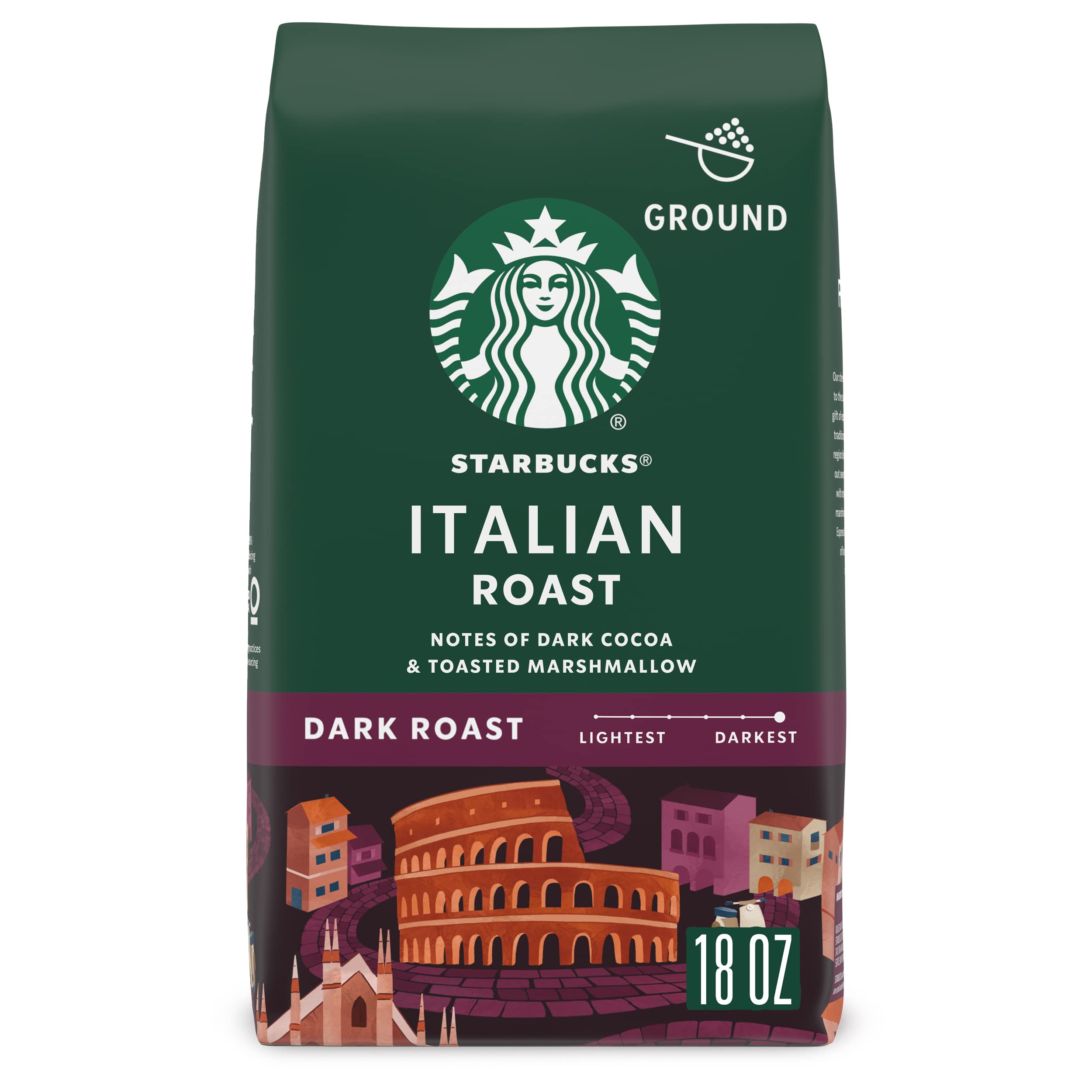 Starbucks Ground Coffee, Dark Roast Coffee, Italian Roast, 100% Arabica, 1 bag (