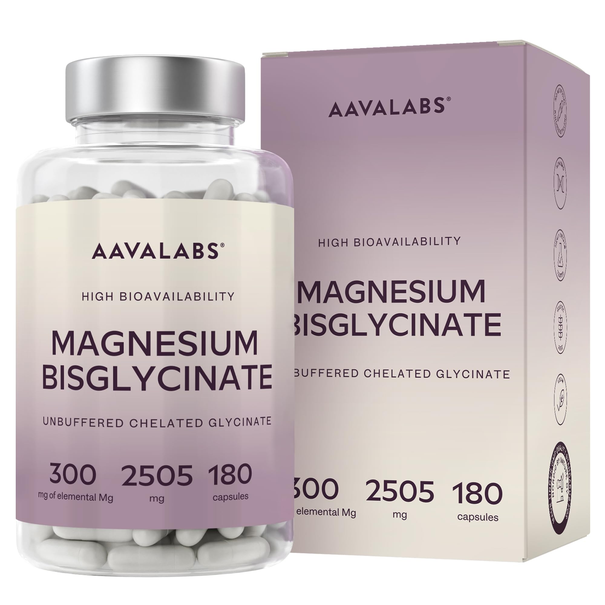 Chelated Magnesium Bisglycinate 2505mg per Daily Dose (Elemental 300 mg) - Unbuf
