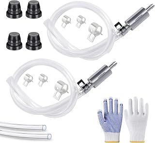 Liramera 2PCS Brake Bleeder Hose with Gloves - One Way Check Valve Tube Bleeding Tool Kit for Car Motorcyle with Metal Clips