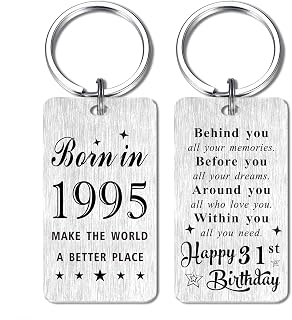 Gezxin Happy Birthday Keychain Gifts for Women Men- Personalized Steel Bday Keychain- Make The World A Better Place