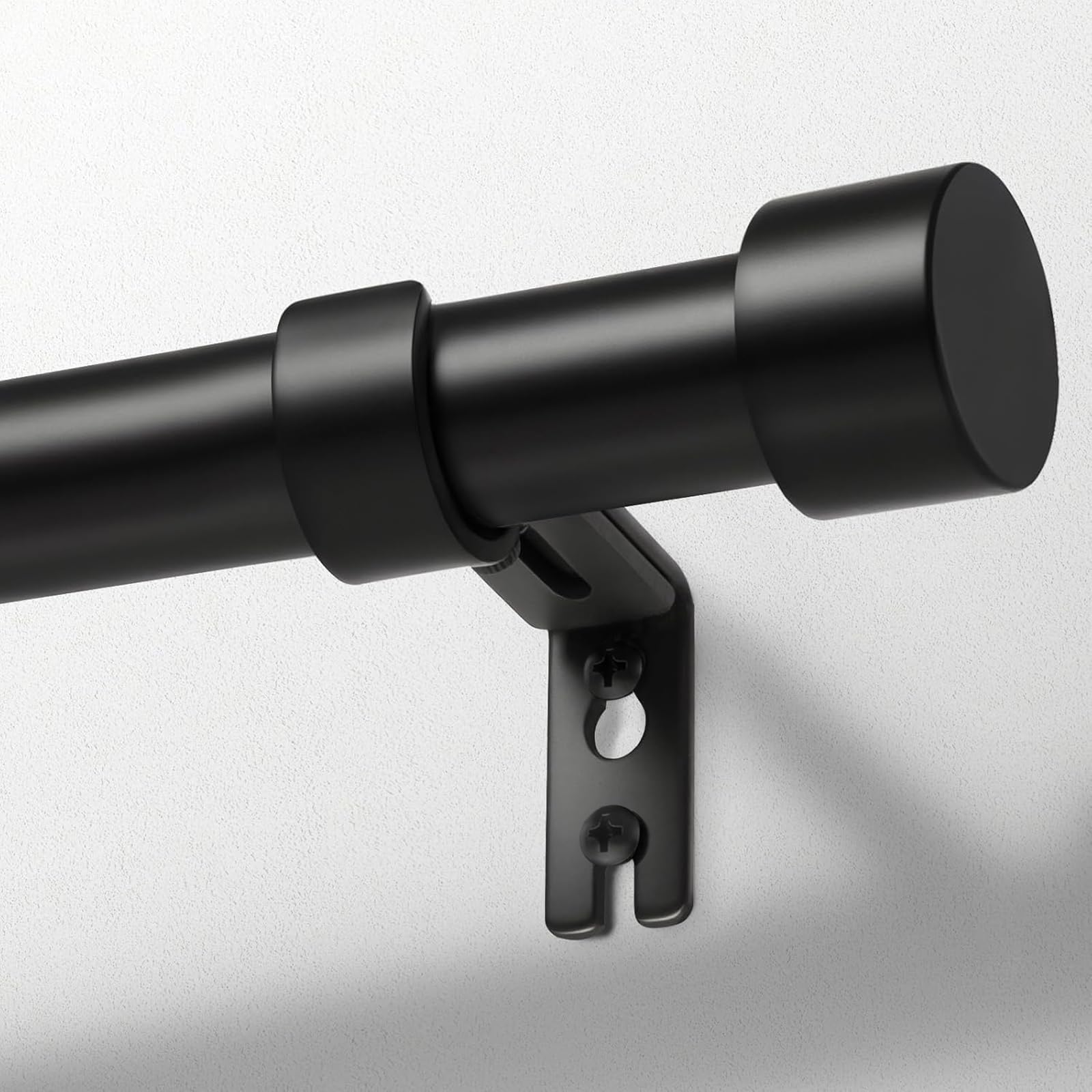 Zeerobee Curtain Rods for Windows 48 to 86 Inch, Black Curtain Rod | Adjustable 