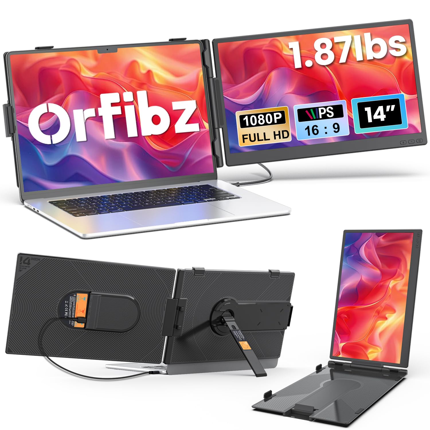 Laptop Screen Extender 1.87lbs Ultra-Portable & Ultra Slim, 14.2" FHD 1080P Dual