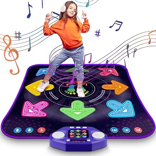 Dance Mat with Bluetooth,Toys for 3-12 Year Old Girl Boy,Gifts for Kids | Music Dance Mat Toys, Light Up 8-Buttons, 5 Game Modes, Adjustable Volume, Birthday Gift for 3 4 5 6 7 8 9 10+ Year Old Girls