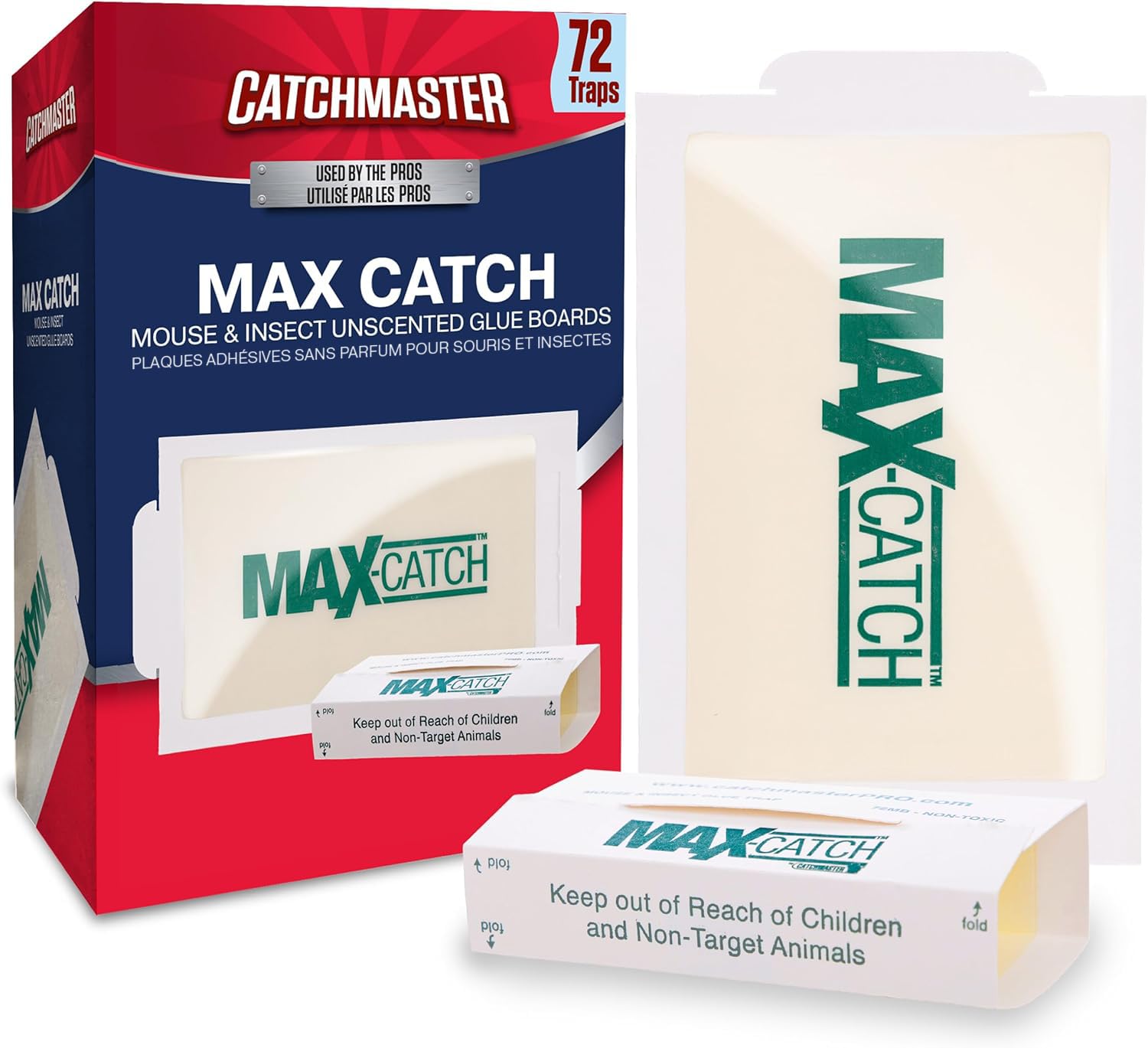 Catchmaster Max-Catch Unscented Glue Traps 72pk, Sticky Mouse Traps Indoor
