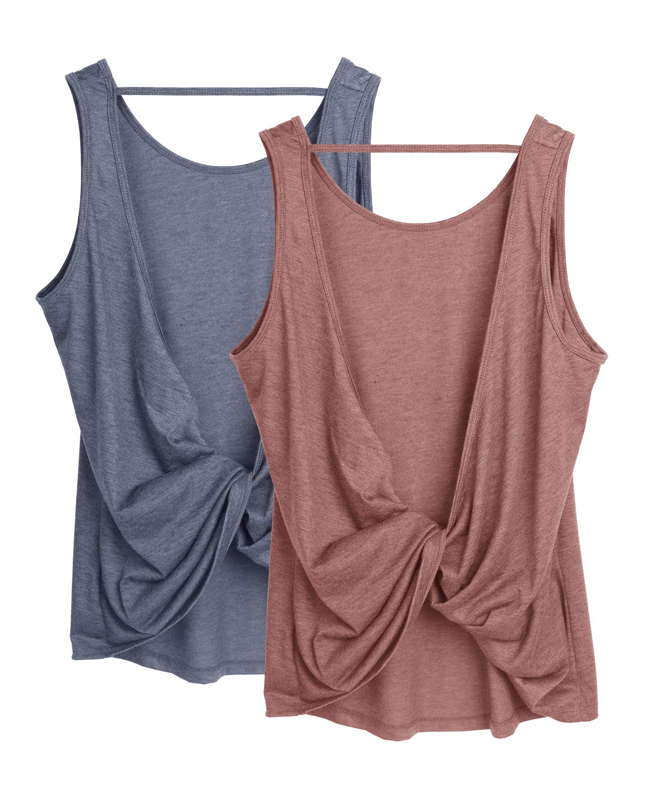 icyzone Women's Backless Gym Tank Top, Breathable and Comfortable Loose Tank Top