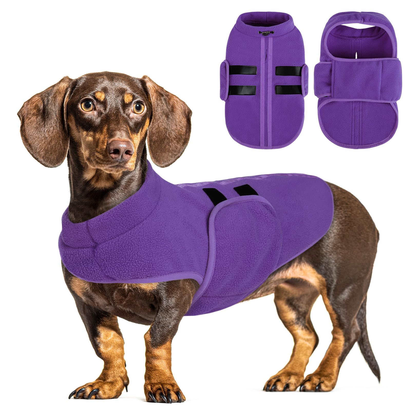 Queenmore Small Dog Sweater,Soft Fleece Dog Vest Dog Jacket with Leash Hole