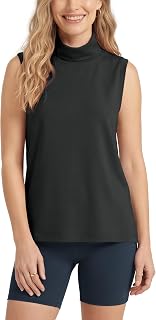 ODODOS Modal Soft Mock Neck Tank Tops for Women Sleeveless Sweater Vest Casual Turtleneck Pullover Top