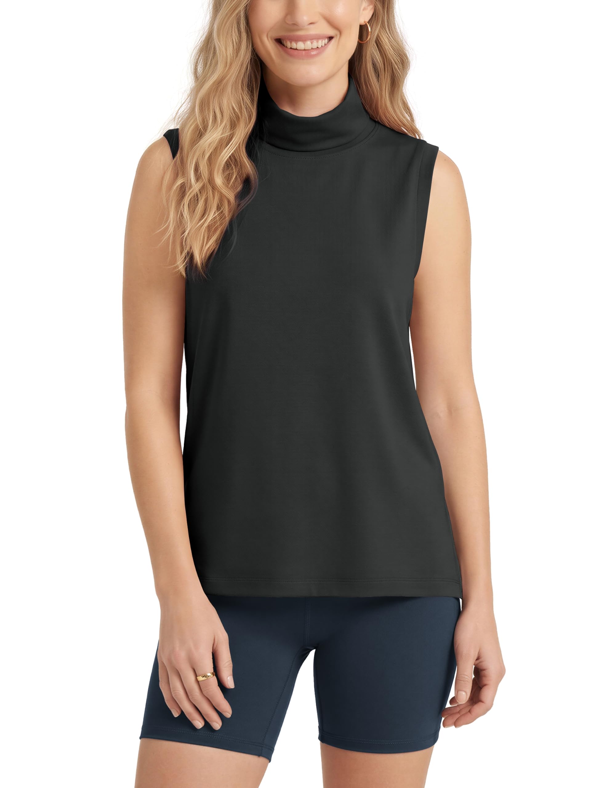 ODODOS Modal Soft Mock Neck Tank Tops for Women Sleeveless Sweater Vest Casual T