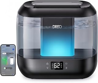 DREO Smart Humidifiers for Bedroom, 4L Cool Mist Humidifier | Top Fill, Quiet Sleep 28 dB, 36H Runtime for large room, Touch/APP/Voice Control, Nightlight, ideal for Baby, Plants, Nursery