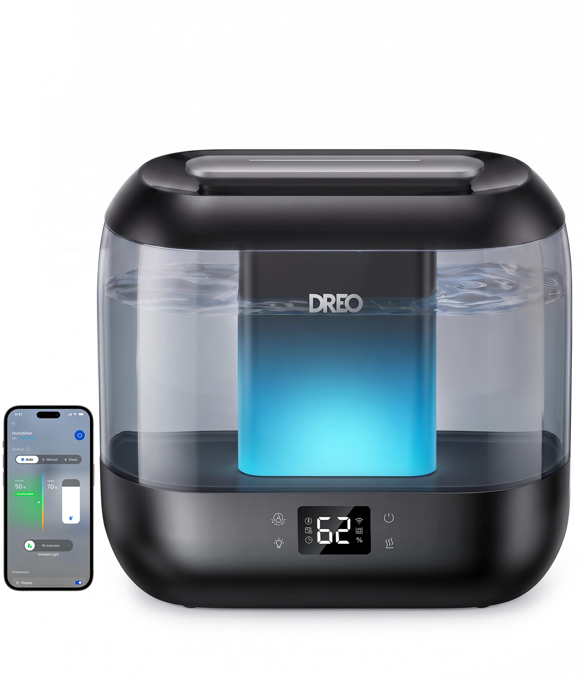 DREO Smart Humidifiers for Bedroom, 4L Cool Mist Humidifier | Top Fill, Quiet Sl