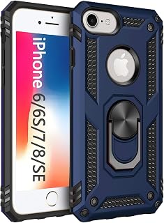 Korecase for iPhone 6 6s iPhone 7 and iPhone 8 Case Men, Extreme Protection Military Armor Dual Layer Protective Cover with 360° Swivel Ring Kickstand,Shockproof Case for iPhone 6 6s & iPhone 7 8 Blue
