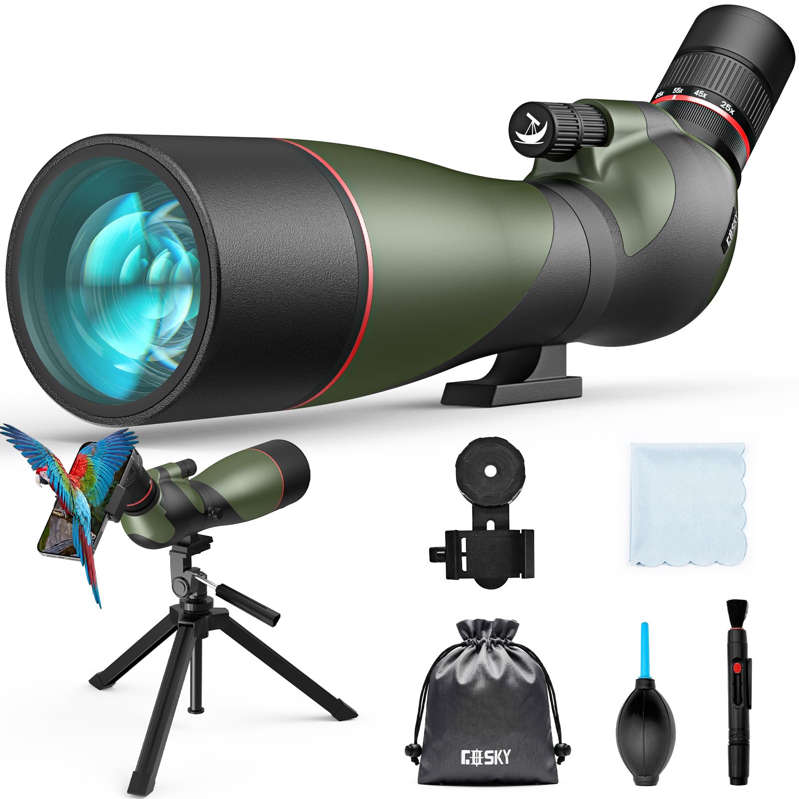 25-75x85 Spotting Scope with Heavy-Duty Tripod for Shooting FalconPro Elite | Hi