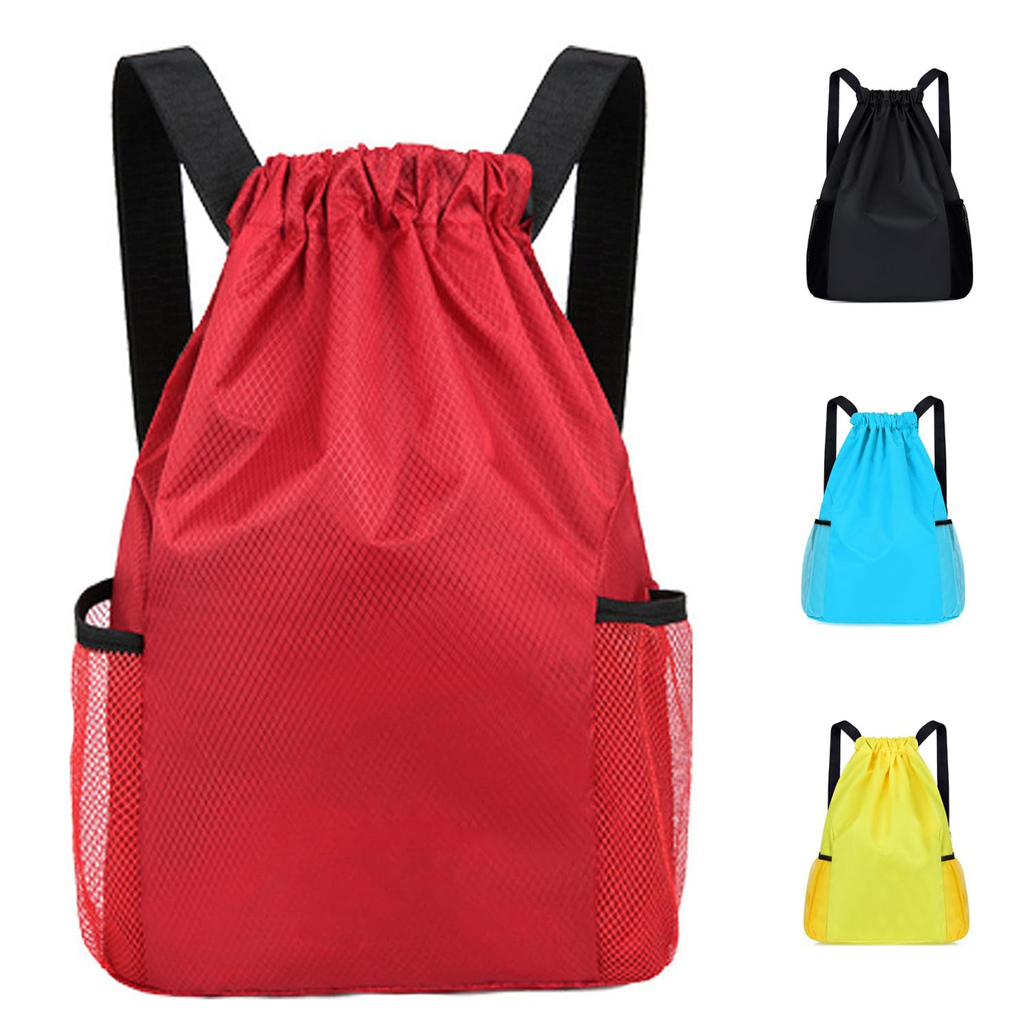 Drawstring Bag Waterproof Swim PE Bag Unisex Large Sports String Backpack Oxford