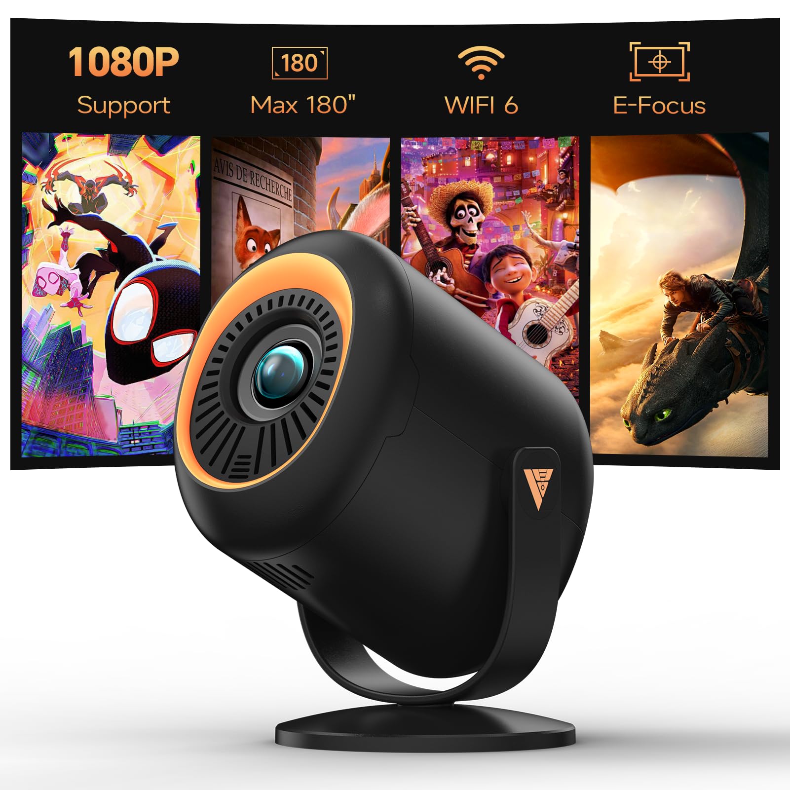 Projector with Wifi and Bluetooth Native 1080P, 4K Supported, Home Movie Project