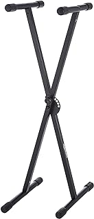 Amazon Basics Keyboard and Piano Stand, Adjustable Height, Portable Single-X-Shape, Stable Steel Construction, Black