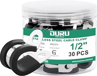 OURU 1/2 Inch Cable Clamps, Rubber Coated Insulated Clamps, 30pcs, 13mm | 304 Stainless Steel, Anti-Vibration, Rust Resistant, Secure Hold, Automotive Wire, Pipe & Tube Mounting, Cable Management