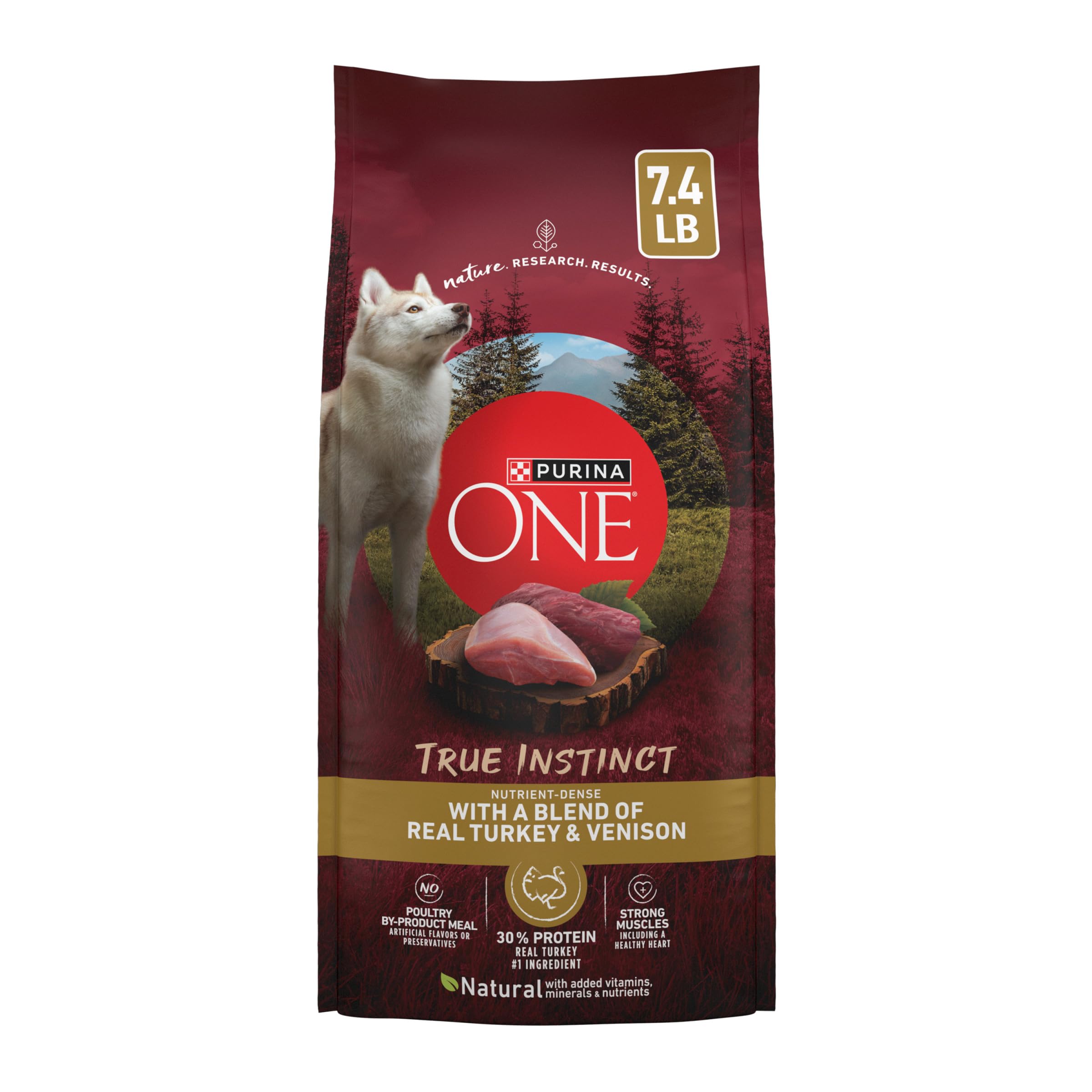 Purina ONE True Instinct Dry Dog Food, Real Turkey & Venison, 7.4 lb Bag | Nutri