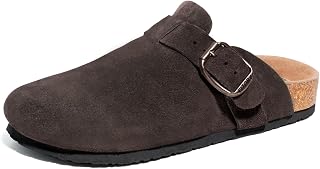 FITORY Mens Suede Arch Support Clogs Leather Mules with Cork Foot Size 6-12