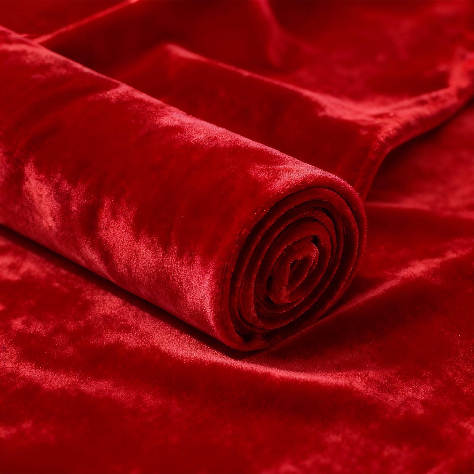 Q&J Fabric Co. Red 2‑Way Stretch Velvet Fabric 1 Yard 60 Inch Wide | Soft Stretc