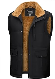 CRYSULLY Mens Winter Warm Fleece Lined Casual Puffer Vests Outerwear