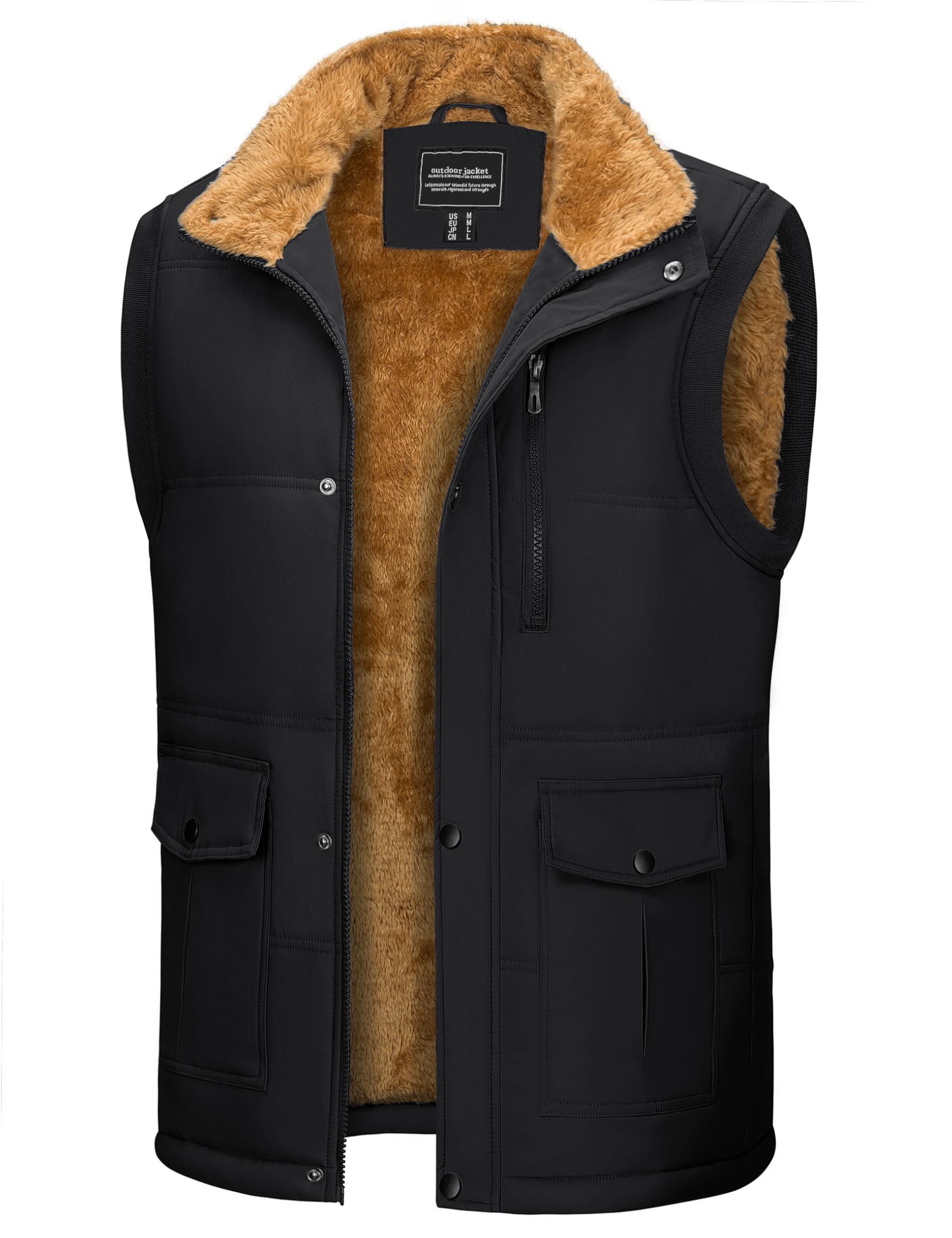 Mens Winter Warm Fleece Lined Casual Puffer Vests Outerwear