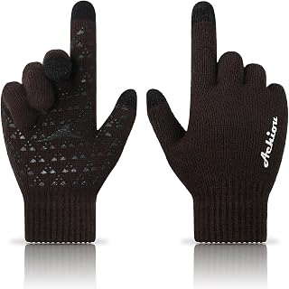 Achiou Winter Gloves for Men Women Touch Screen Texting Warm Gloves with Thermal Soft Knit Lining Elastic Cuff for Choose 3 Sizes