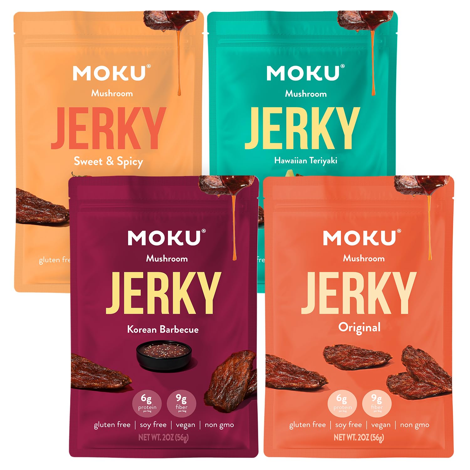 Moku Plant-Based Mushroom Jerky, Vegan, Gluten Free, Soy-Free, Non-Gmo, No Artif
