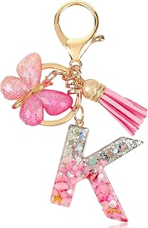 Fashion Initial Letter Alphabet Keychain Tassel Handbag Purse Keychain for Women Girls