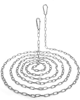 10 Feet Long Light Duty Chain, 5/64 Inch Small Metal Chain with 5/32 in Carabiners, Easy to Adjust Stainless Steel Link Chain for Indoor Outdoor Hanging Bird Feeder Wind Chimes Signs Planters Silver