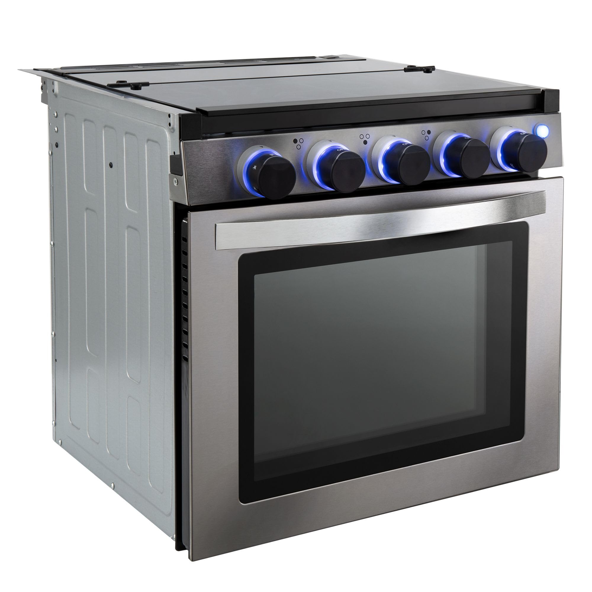 RecPro RV 3-Burner Gas Range, Silver, 1.8 Cu. Ft., No Range Hood | 3 Burners, Te