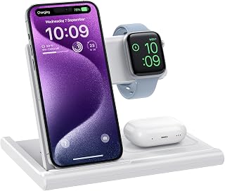 Wireless Charger,Foldable 3 in 1 Wireless Charger Stand for Apple Watch,Airpods Pro/3/2,Fast Wireless Charging Station for iPhone 18Pro/18Pro Max/17/Air/16/15/14/13/12/11（No Plug Included)