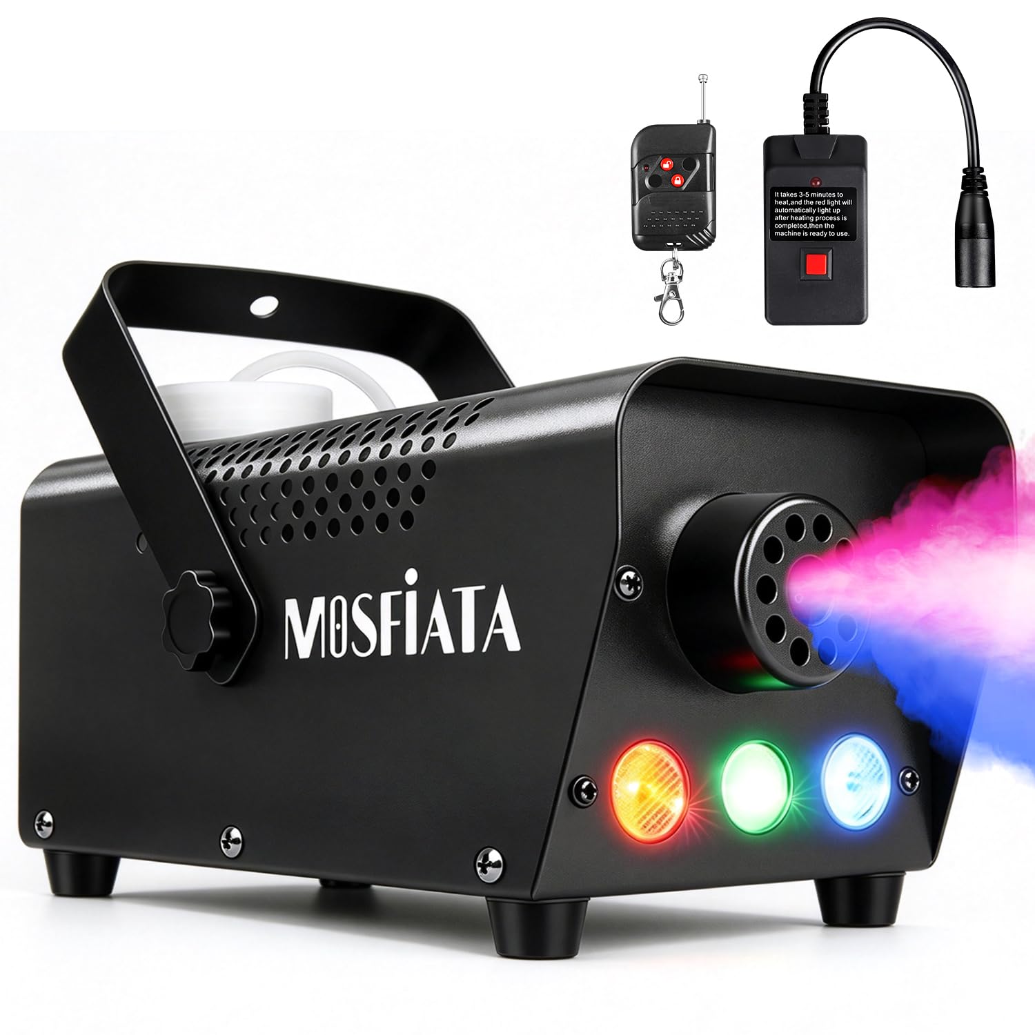 500W Smoke Machine,3 LED Light with Wireless Remote Control, Fog Machine with Co