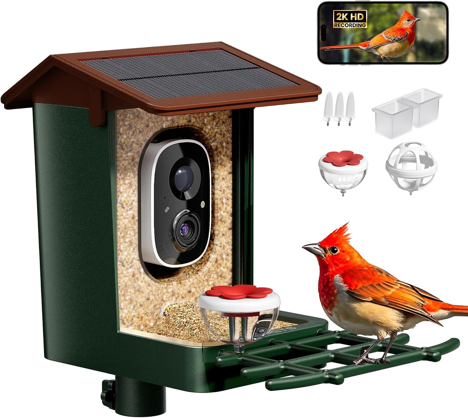 HEAPETS Smart Bird Feeder with Camera Solar Powered 2K HD Video,AI Bird ID | Bir