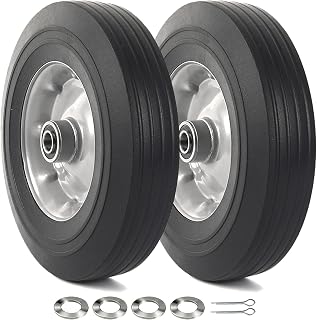 AR-PRO (2-Pack) 10" x 2.5" Flat Free Solid Rubber Replacement Tires - Flat-Free Tire and Wheel for Hand Trucks and Wheelbarrows with 5/8" Axles