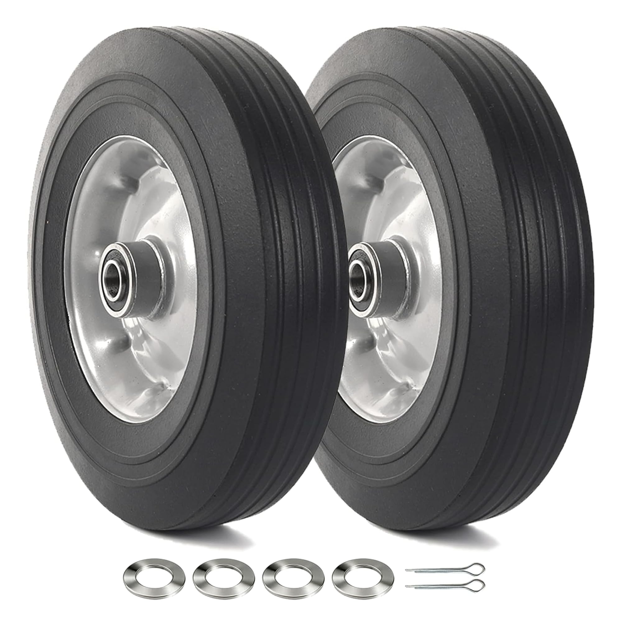 AR-PRO (2-Pack) 10" x 2.5" Flat Free Solid Rubber Replacement Tires - Flat-Free 