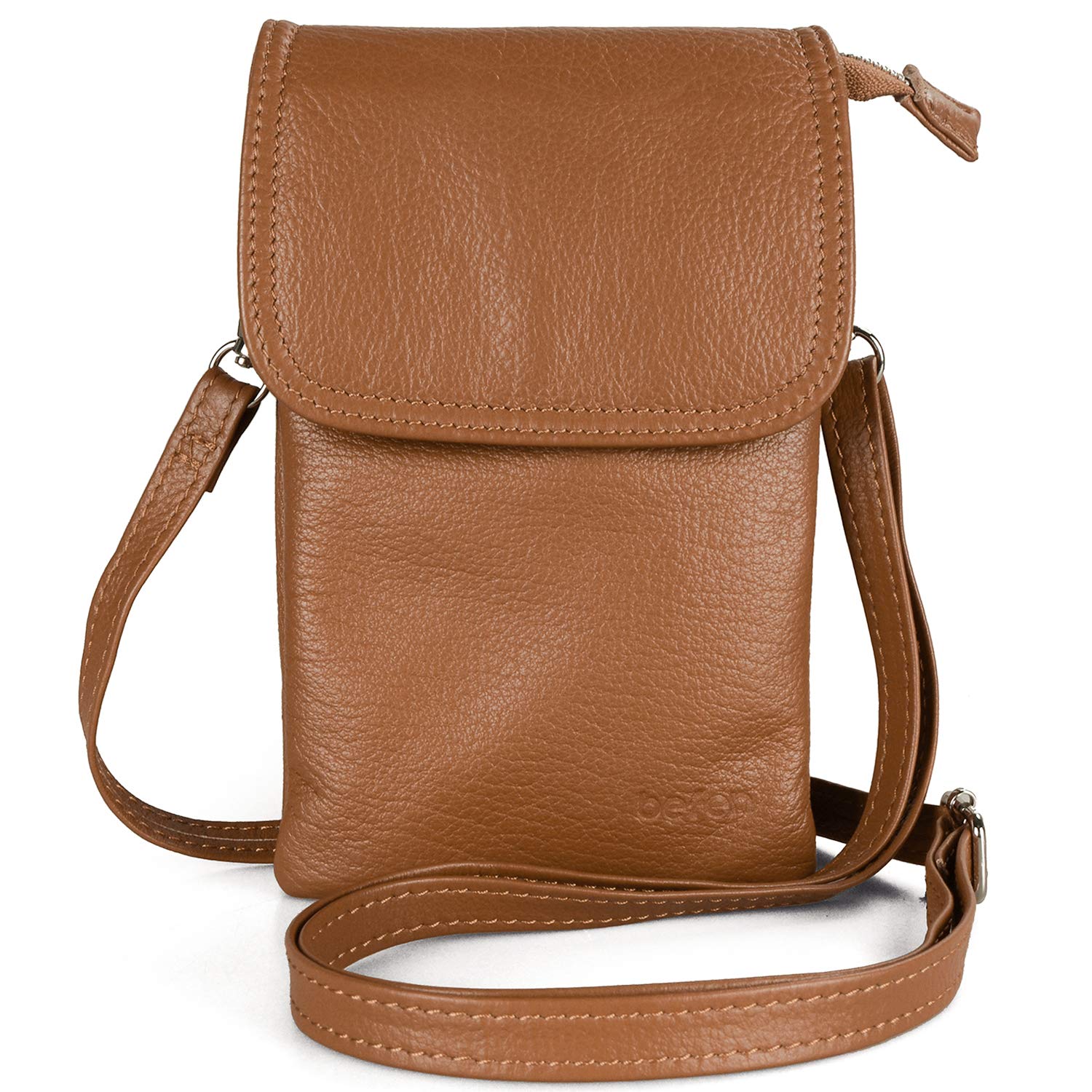 befen Small Women Genuine Leather Crossbody Bag, Mobile Phone Case for Women wit