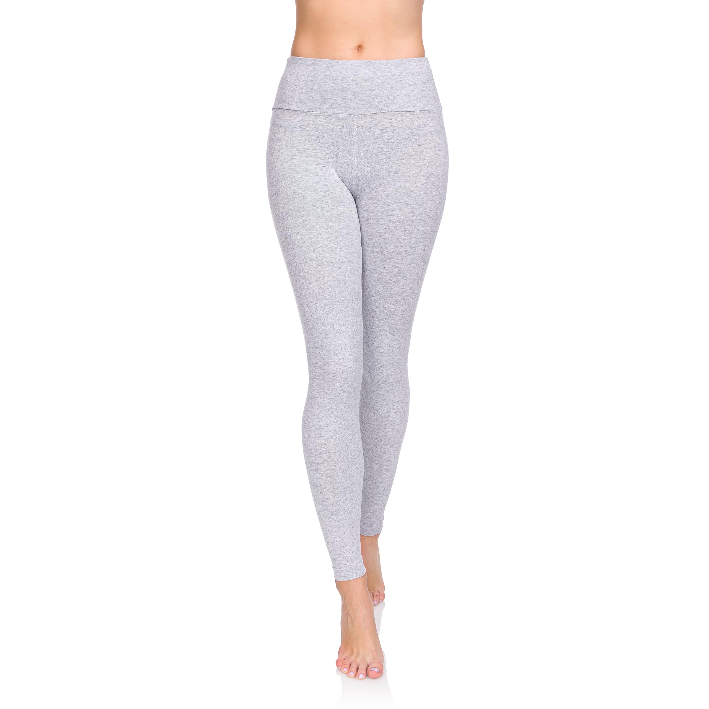 SOFTSAIL Women's Leggings, Made of 95% Cotton, High-Waisted Long Cotton Leggings