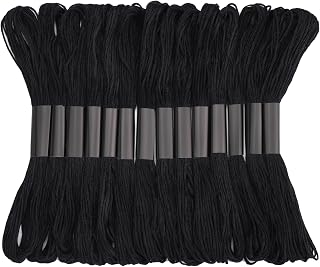 14 Skeins Embroidery Floss, Black Embroidery Thread, Friendship Bracelet String, Cross Stitch for DIY Making