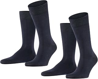 FALKE Men's Happy Socks, Breathable Cotton, Reinforced Durable Men's Socks, Allrounder for Business and Everyday, Cotton Stockings Plain in Multipack, 2 Pairs