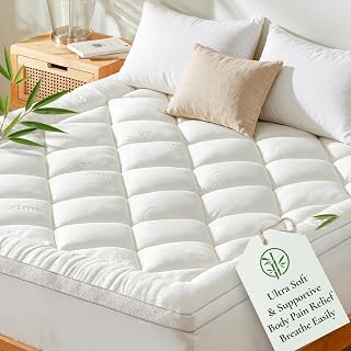 Bamboo Mattress Topper Twin Size, Memory Foam Mattress Topper