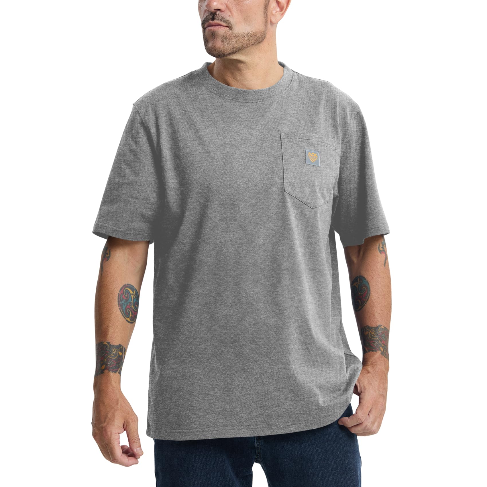 Men's Loose Fit Thick Work T-Shirts Soft Short Sleeve Pocket Tee(Tall & Regular)