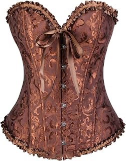 Women's Lace Bustier Corset with Boned and Laces Overbust | Floral Waist Shapewear Gothic Push-Up Lingerie for Bride Halloween Party Role Dress Up