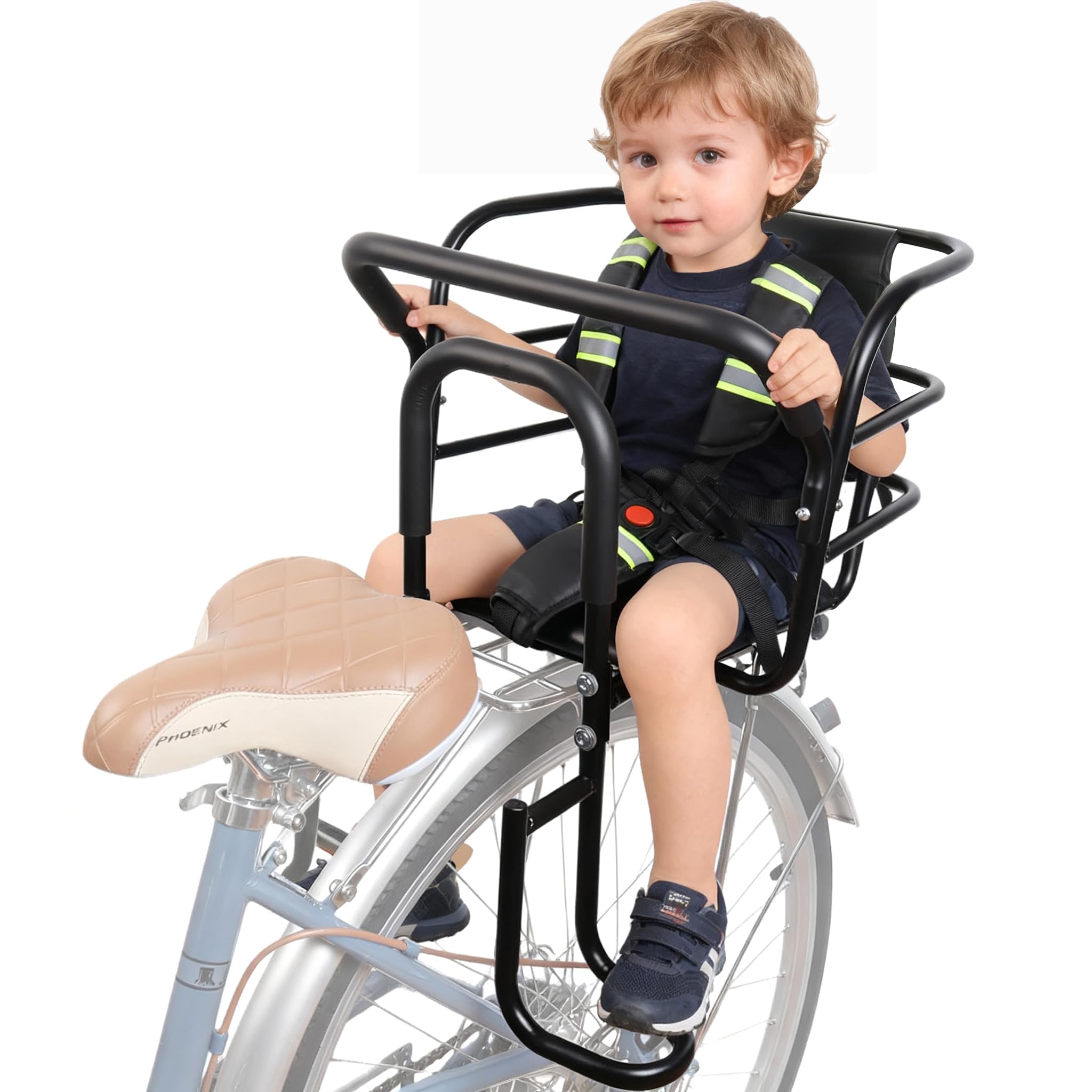 Bwcece Upgraded Rear Child Bike Seat,Back Mount Kid's Bike Seat with Foot P