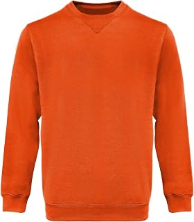WORK IDEA Men's Crewneck Sweatshirt Workwear Basic Work Sweater, orange, L
