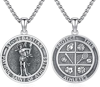 Silver/14K Gold Patron Saint Medal Amulet Necklace for Men Women