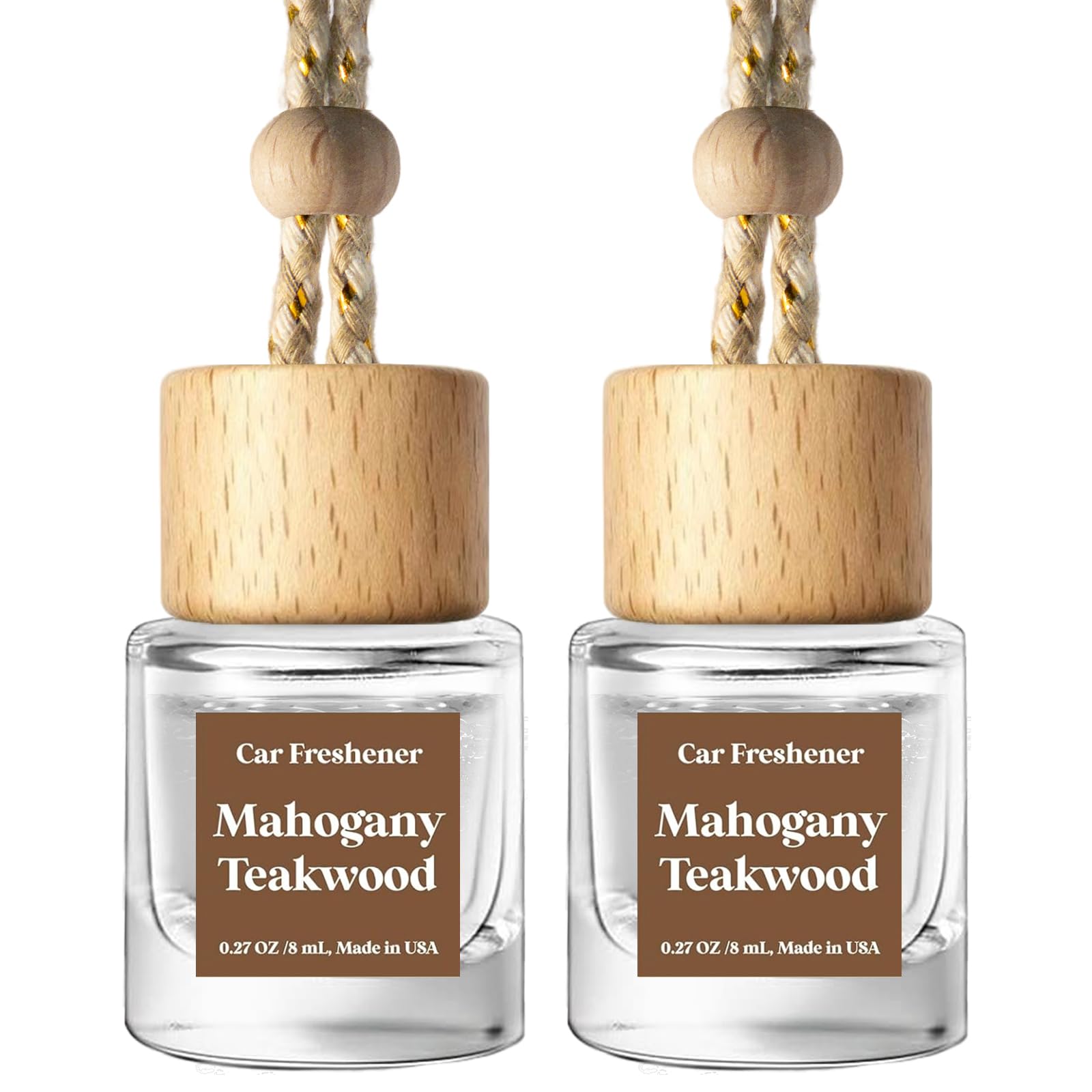 C Classy Car Air Freshener Hanging 2 Pack, Mahogany Teakwood Essential Oil Diffu