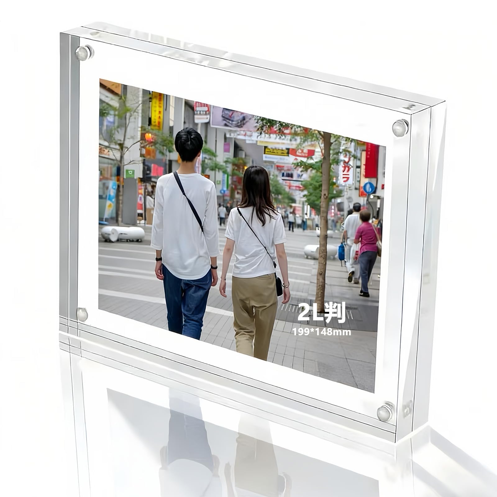 Acrylic Photo Frame, Block Type, 2L Form, 7.8 x 5.8 inches (199 x 148 mm), 1 Pie