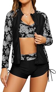 SHEKINI Ladies Long Sleeve Drawstring Swimwear Swimsuit