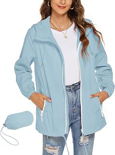 Rapbin - Women's Lightweight Waterproof Windbreaker Jacket Slim Practical Travel Rain Jacket for Cycling